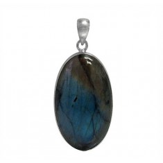 Oval Labradorite Pendant, Sterling Silver