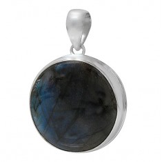 Round Labradorite Pendant, Sterling Silver