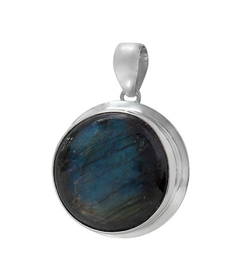 Round Labradorite Pendant, Sterling Silver