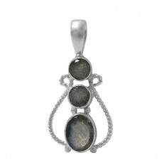 Multi Stone Labradorite Pendant, Sterling Silver