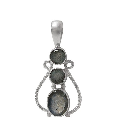 Multi Stone Labradorite Pendant, Sterling Silver