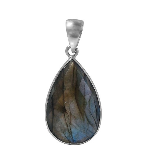 Teardrop Labradorite Pendant, Sterling Silver