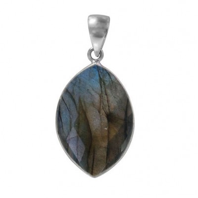 Marquise Labradorite Pendant, Sterling Silver