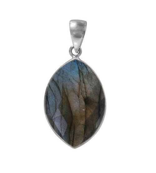 Marquise Labradorite Pendant, Sterling Silver