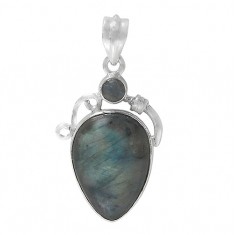 Multi Stone Labradorite Pendant, Sterling Silver