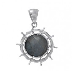 Round Labradorite Pendant, Sterling Silver