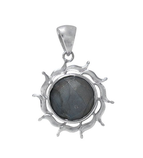 Round Labradorite Pendant, Sterling Silver