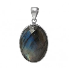 Oval Labradorite Pendant, Sterling Silver