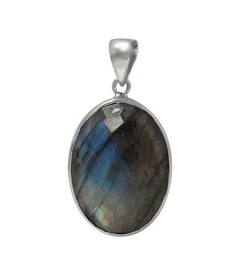 Oval Labradorite Pendant, Sterling Silver