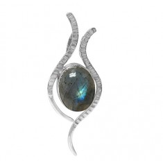 Oval Labradorite Pendant, Sterling Silver