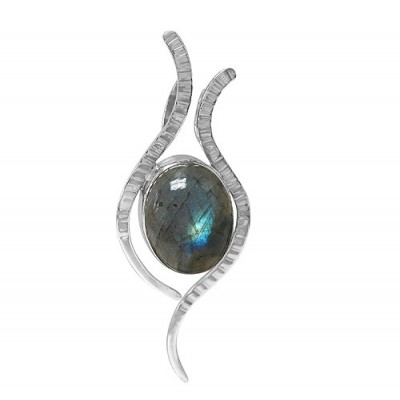Oval Labradorite Pendant, Sterling Silver