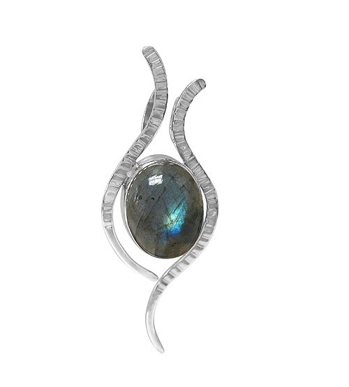 Oval Labradorite Pendant, Sterling Silver