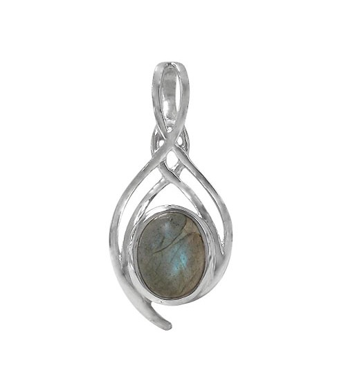 Oval Labradorite Pendant, Sterling Silver