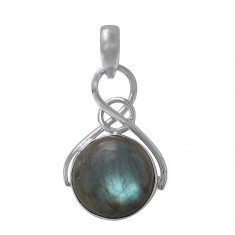 Round Labradorite Pendant, Sterling Silver