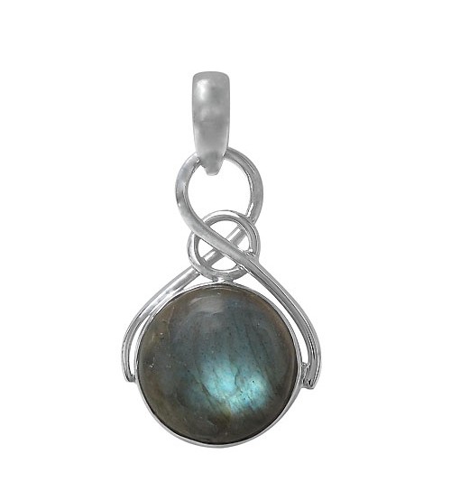 Round Labradorite Pendant, Sterling Silver