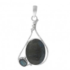 Multi Oval Labradorite Pendant, Sterling Silver