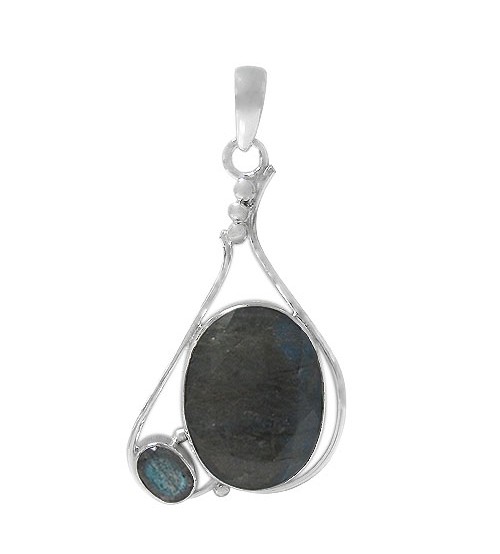 Multi Oval Labradorite Pendant, Sterling Silver