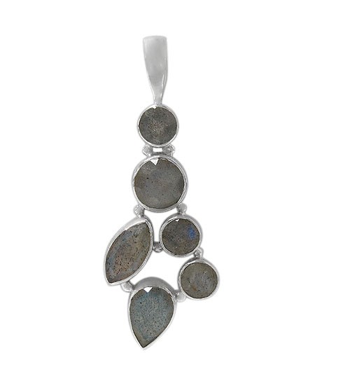 Multi Shape Labradorite Pendant, Sterling Silver