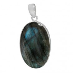 Oval Labradorite Pendant, Sterling Silver