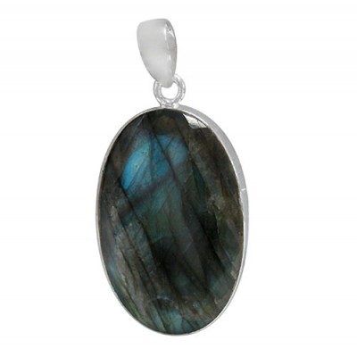 Oval Labradorite Pendant, Sterling Silver