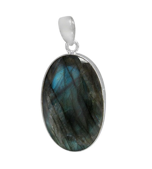 Oval Labradorite Pendant, Sterling Silver