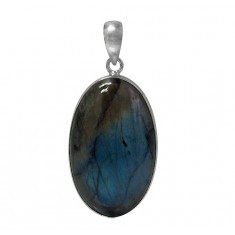 Oval Labradorite Pendant, Sterling Silver