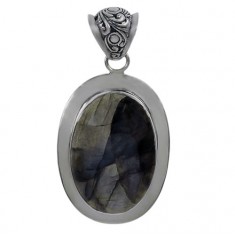 Oval Labradorite Pendant, Sterling Silver