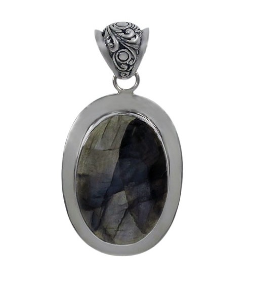 Oval Labradorite Pendant, Sterling Silver