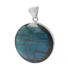 Round Labradorite Pendant, Sterling Silver