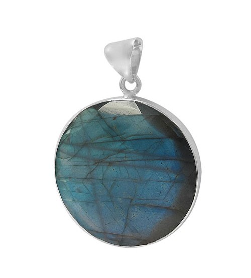 Round Labradorite Pendant, Sterling Silver