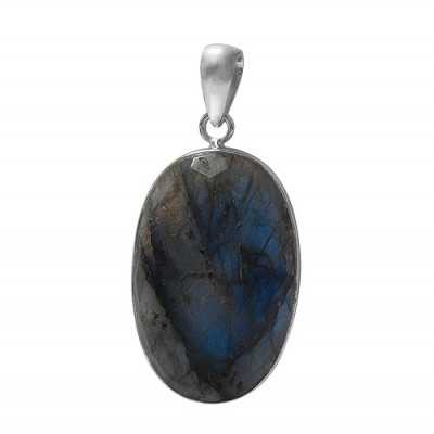 Oval Labradorite Pendant, Sterling Silver