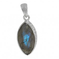 Marquise Labradorite Pendant, Sterling Silver