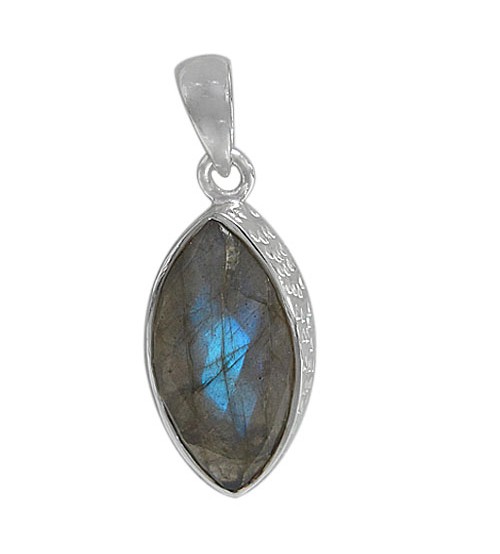 Marquise Labradorite Pendant, Sterling Silver