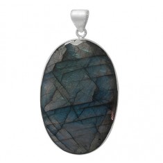 Oval Labradorite Pendant, Sterling Silver