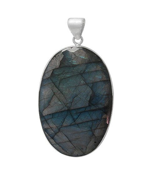 Oval Labradorite Pendant, Sterling Silver