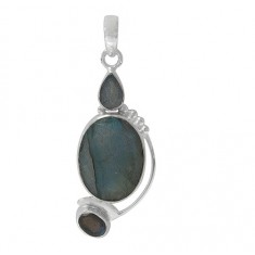 Oval Labradorite Pendant, Sterling Silver