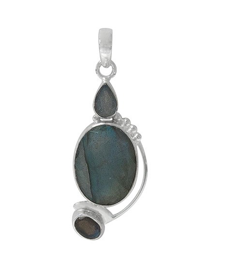 Oval Labradorite Pendant, Sterling Silver