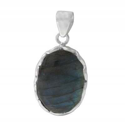 Oval Labradorite Pendant, Sterling Silver