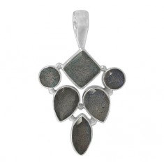 Multi Shape Labradorite Pendant, Sterling Silver