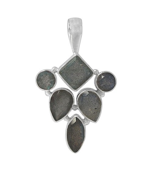 Multi Shape Labradorite Pendant, Sterling Silver