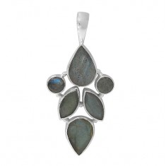 Multi Shape Labradorite Pendant, Sterling Silver