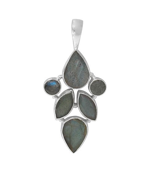 Multi Shape Labradorite Pendant, Sterling Silver