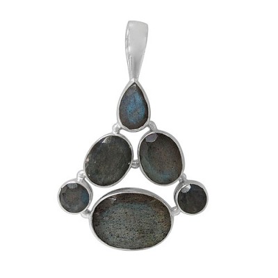 Multi Shape Labradorite Pendant, Sterling Silver