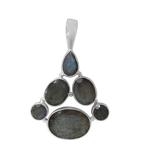 Multi Shape Labradorite Pendant, Sterling Silver