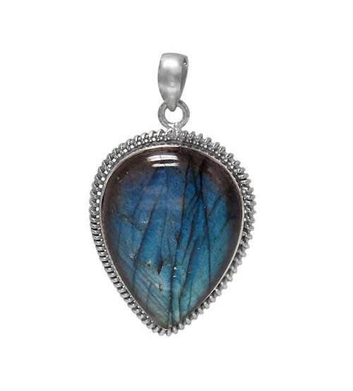 Teardrop Labradorite Pendant, Sterling Silver