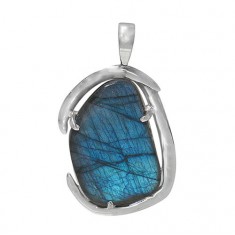 Free Form Labradorite Pendant, Sterling Silver