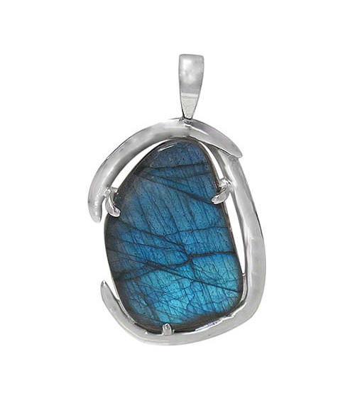 Free Form Labradorite Pendant, Sterling Silver