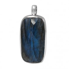 Rectangular Labradorite Pendant, Sterling Silver