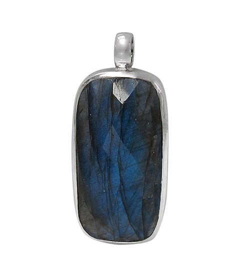 Rectangular Labradorite Pendant, Sterling Silver