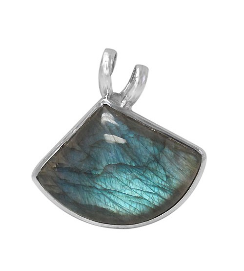 Free Form Labradorite Pendant, Sterling Silver